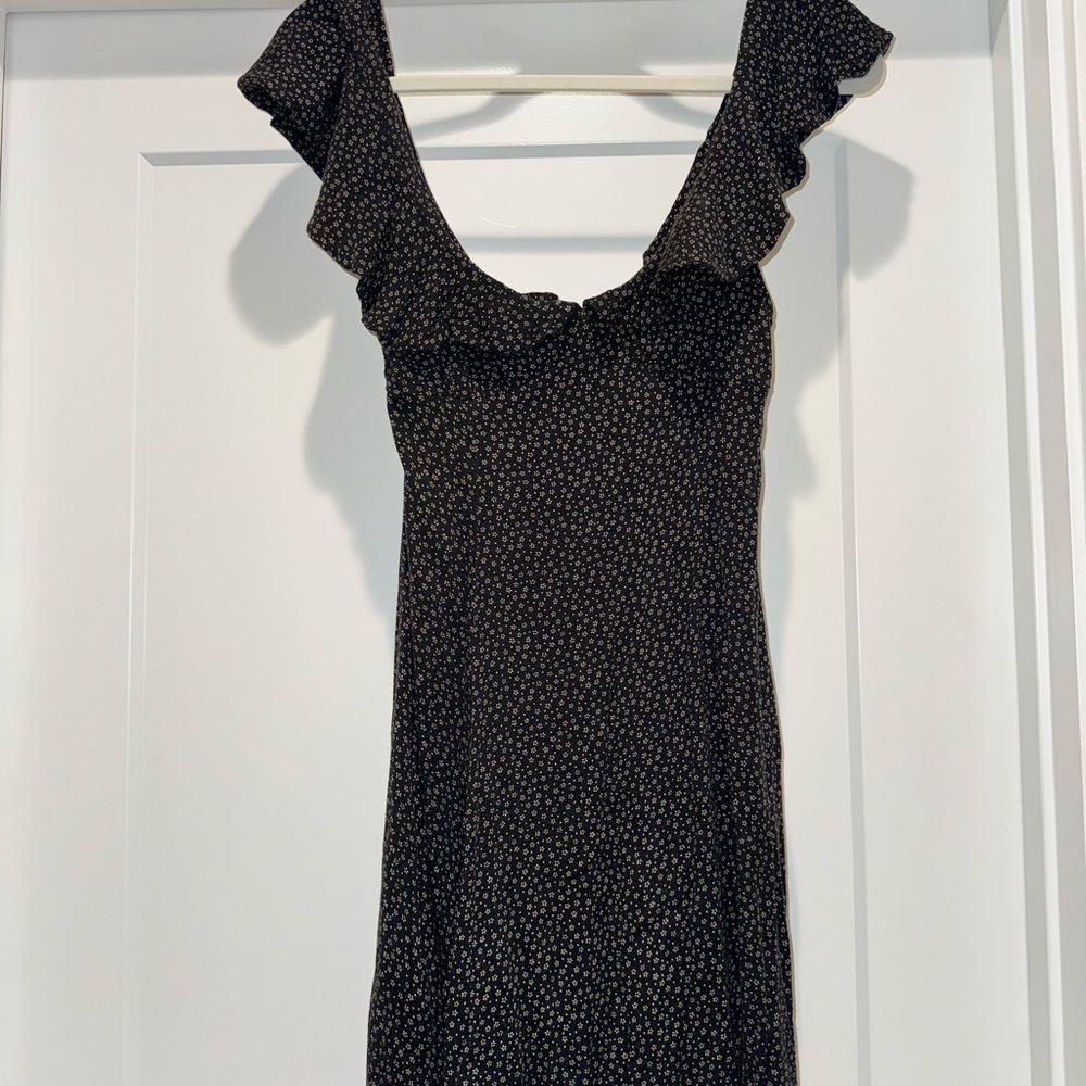 Kimchi Blue Black Floral Ruffle Mini Dress